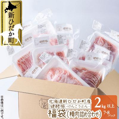 ふるさと納税 新ひだか町 北海道産 健酵豚 お楽しみ 精肉 福袋 2kg 以上 (7〜8パック)