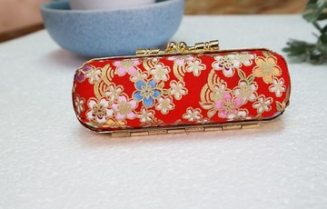 口金 印章盒 口紅盒 印章 收納 ~紅花