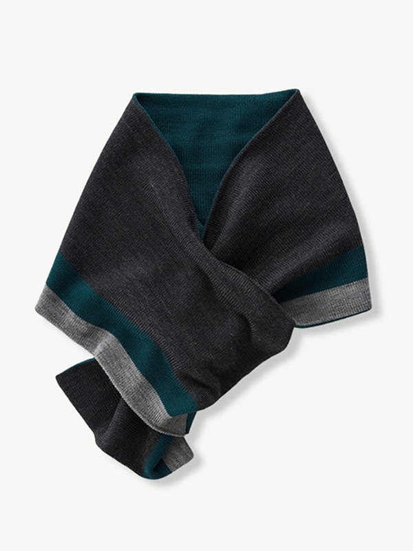 STCO Block Stripe Short Knit Scarf - Green