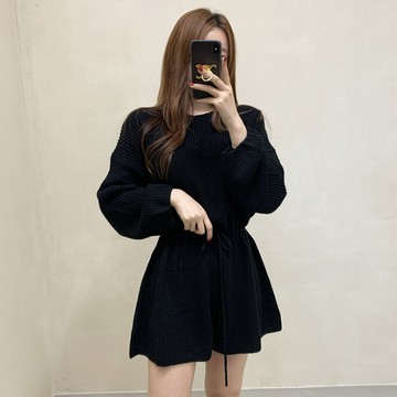 韓版小眾復古圓領收腰顯瘦針織連身褲【S291】