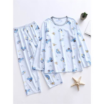 兒童睡衣男童夏裝純棉女童家居服套裝空調服薄款秋季寶寶衣服童裝