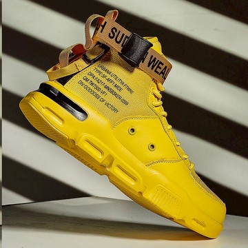 aj男鞋空軍一號怒吼天尊潮鞋橘色綠色鞋子高幫運動鞋黃色板鞋秋季