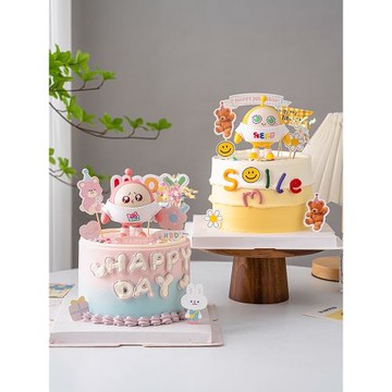 網紅卡通仔仔熊蛋糕裝飾品擺件兒童男孩女孩生日甜品臺烘焙插件