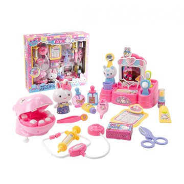 粉紅兔我的河馬牙醫護理診所豪華版家家酒(附2公仔+1河馬)(授權)(37041)【888便利購】