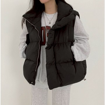 【太妮絲S492】現貨 韓系 麵包背心外套 灰色 黑色外套 麵包服 口袋 學院風 背心外套 加棉背心