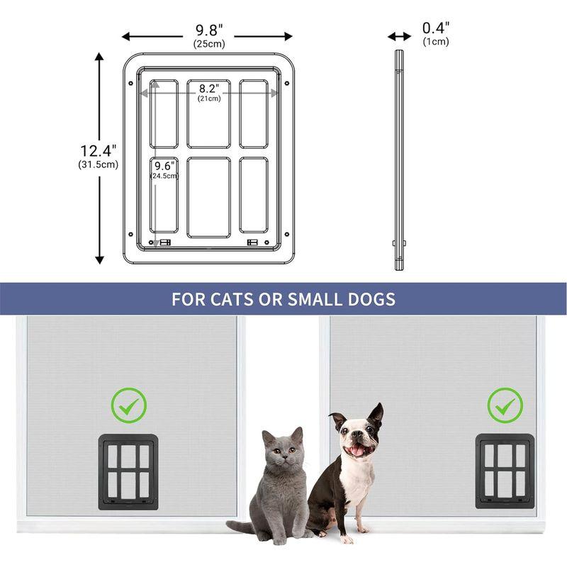 国産工事不要サッシ取り付け用猫ドアS ホワイト - 猫用品