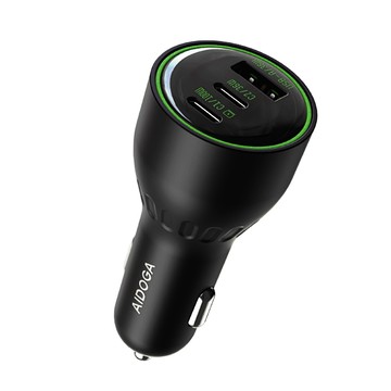 AIDOGA 136W 車載PD快充三孔車充 Type-C+USB-A車用充電器 汽車LED點煙器 適用手機/平板/筆電 CC-5291