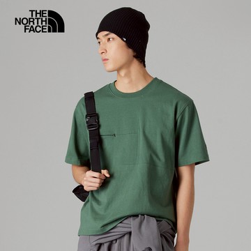 UE男款綠色純棉胸前隱藏口袋短袖T恤｜8C7QHCH