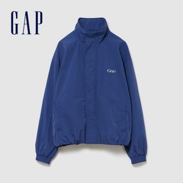 【GAP】超寬鬆Gap Logo運動外套-運動藍/經典黑(866341)
