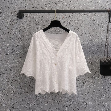 品牌折扣店商場專柜撤柜女裝尾貨清倉夏季復古港味蕾絲小眾上衣女