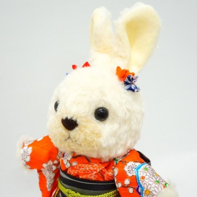 着物ウサギ Ｍサイズ 27cm KIMONO OBI Rabbit 日本製 ぬいぐるみ