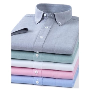 保羅新款男式夏季純棉牛津紡短袖襯衫韓版潮流休閑免燙薄襯衣工裝