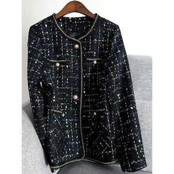 大碼小香風外套女新款胖mm粗花毛呢爆款小個子顯瘦女士上衣200斤