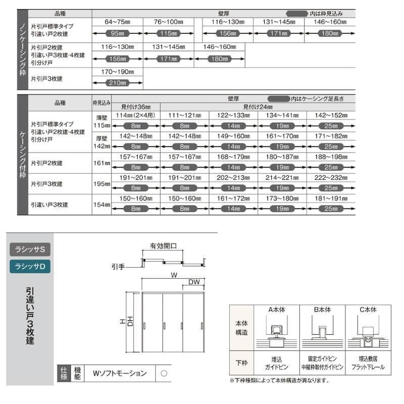 オーダーサイズ リクシル ラシッサＳ 可動間仕切り 上吊方式 引違い戸3