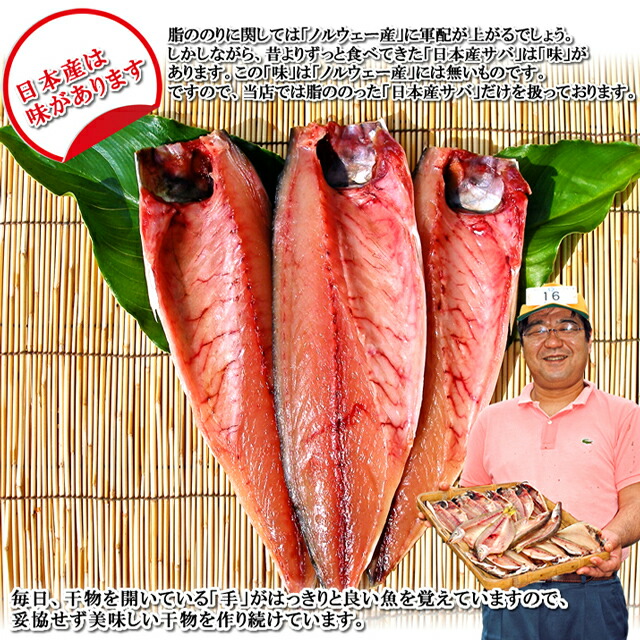 さば干物　1枚～昔から食べている日本のサバの干物です♪ノルウェー産のサバ干物とはひと味違います。