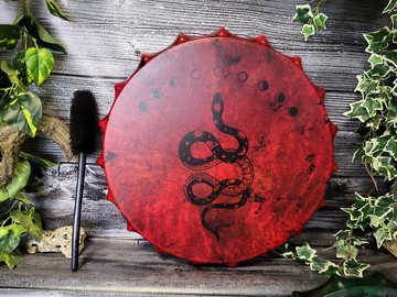 薩滿鼓蛇月 56 公分 22 吋 schamanentrommel 蛇