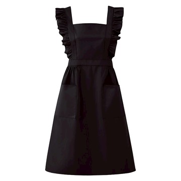 Super Store 可愛荷葉邊多用途防水圍裙  黑色  76 x 80cm