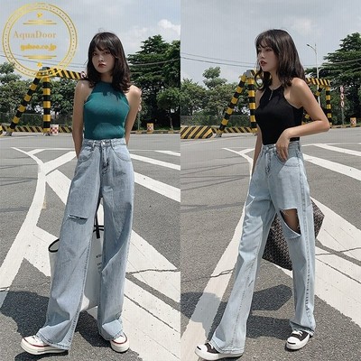 ジーンズ パンツ レディース 原宿系 春夏 デニムパンツ ダメージパンツ ズボン ボトムス ワイドパンツ 韓国ファッション ストリート系 通販 Lineポイント最大get Lineショッピング
