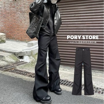【PORY STORE】韓國 vibe風 傘兵 落地 喇叭褲 闊腿褲 落地褲 百搭 長褲 西裝褲 西裝 寬褲