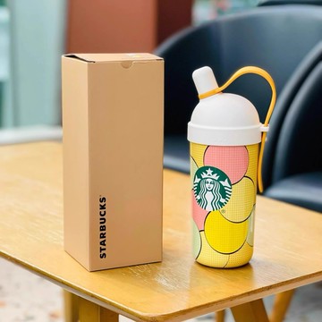星巴克杯子2026新年禮物新品夏天星冰樂派對系列奶油槍造型波普風不鏽鋼提手便攜吸管杯