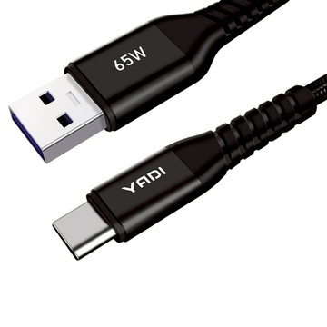 YADI 亞第 65W 全支援USB A to Type-C 快充傳輸線 5A大電流  100cm  黑色  1個