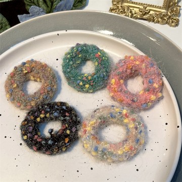 【點悅家】毛絨彩色髮圈 彩色波點 小香風 毛線針織 大腸圈 少女髮圈 造型髮圈 髮飾 髮圈 ins風 B23