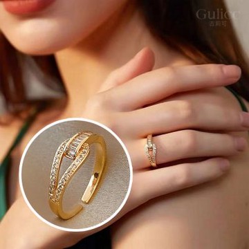 Gulicc 韓國 東大門 打結 鋯石 戒指(戒指 尾戒 食指戒 指環 禮物 生日禮物 雙11 聖誕節)