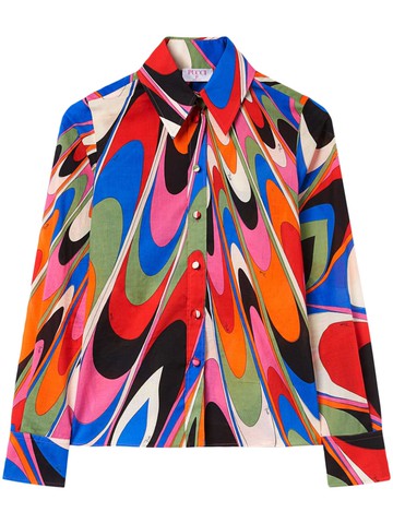 PUCCI - Onde-print cotton shirt - women - Cotton - 40 - Multicolour