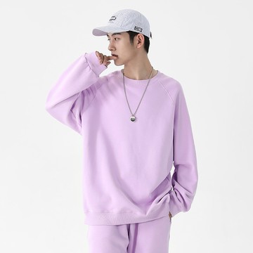 【HOT 本舖】男装2024秋冬新款可二次開發插肩圓領衛衣寬鬆基礎套頭光板純色衛衣潮流情侶款港風休閒百搭