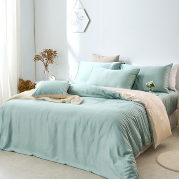 床包被套組(薄被套)-雙人加大/60支/ 萊賽爾天絲四件式 / 燕麥奶綠 台灣製