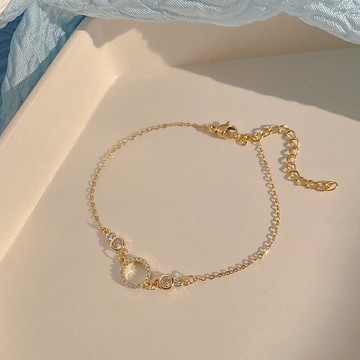 圓形鋯石手鏈女簡約ins小眾設計年新款學生閨蜜手鐲時尚手飾