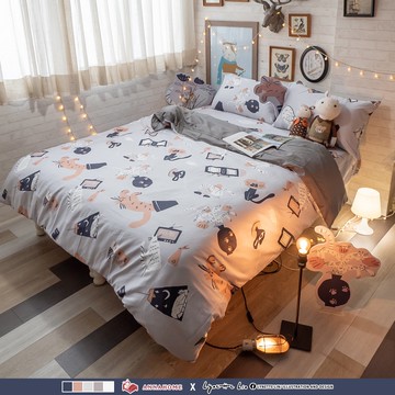 棉床本舖 貓咪盆栽 60支精梳棉 柔軟升級 床包枕套/薄被套/兩用被組 100%純棉 台灣製 細緻透氣首選