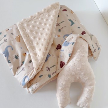 奶茶粉恐龍 免費繡字嬰兒樂豆毯安撫兔 彌月禮Baby Shower gift