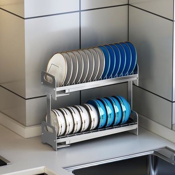 廚房置物架不銹鋼304瀝水碗架窄款水池邊雙層窗臺碗碟收納架小型