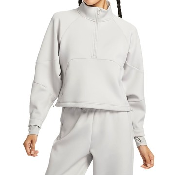 NIKE 長袖 DF PRIMA HZ TOP 白灰 短版 半開襟 上衣 女 FB5231-014