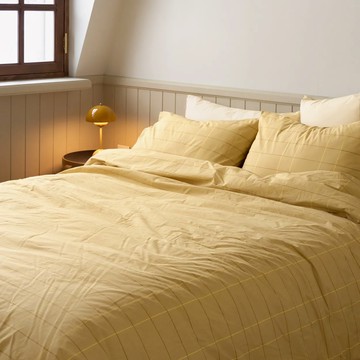 韓國 WARMGREY TAIL 雙人四季被 格紋 淺咖