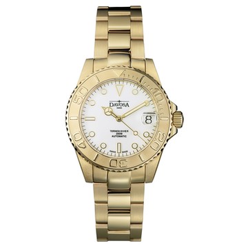 DAVOSA 166.198.20 36.5mm TERNOS MEDIUM 遊艇名仕18K金錶 專業潛水帶款 白面