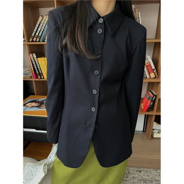 西裝外套女2024初秋新款中式復古休閑小西服日式修身黑色秋冬外套