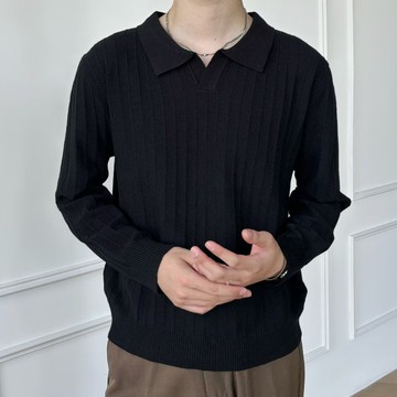 高級感針織Polo衫男 秋季英倫輕熟翻領素色親膚柔軟打底毛衣男