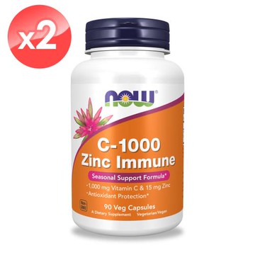 【NOW】維生素C1000+鋅膠囊2瓶組(90顆*2瓶)