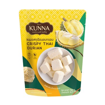 泰國零食 KUNNA椰奶凍乾 榴槤風味25g 椰子乾｜水果乾｜中秋送禮推薦｜特色伴手禮｜泰國下午茶零食點心