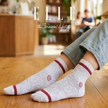 【ELLE】 微笑巴黎短襪 襪子 少女襪 棉襪 中筒襪 休閒襪 女襪 長襪
