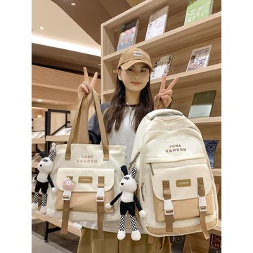 書包女生小學生三到六年級拼色高中學生初中生輕便兒童女孩雙肩包