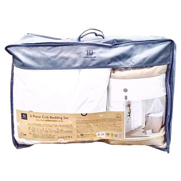 KU.KU Duckbill 酷咕鴨 KUKU PLUS 極簡幾何寢具6件組 全包裹式床圍 極細纖維透氣被胎 親膚安全舒適  床欄護墊(120 x 60 x 29cm) + 枕套/枕心(38 x 25cm) + 被套/被胎(100 x 125cm) + 床包(60 x 120 x