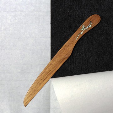 非遺 鑲嵌螺鈿胡桃木宣紙裁紙刀 宣紙用裁紙刀 無毛邊 純手工實木 精品中國風文創文房四寶