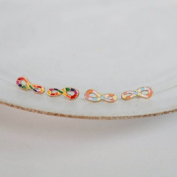 彩虹 無限 Rainbow  夾式耳環 生日禮物