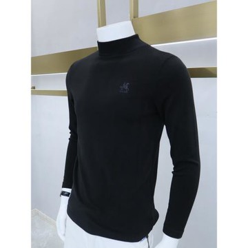 秋冬季半高領打底衫男修身黑色保暖中領秋衣內搭雙面德絨長袖t恤