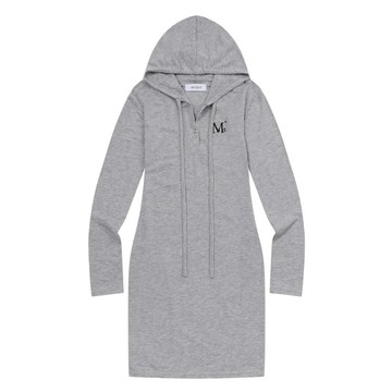 韓國 MUCENT SIAN HOOD NECK OPS 後背刺繡Logo 修身連帽洋裝 灰色 GRAY