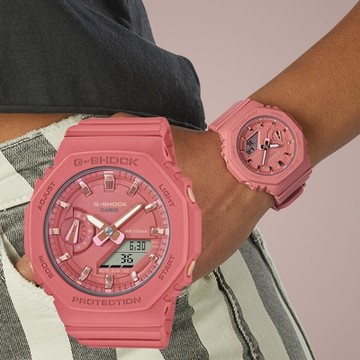 CASIO 卡西歐 G-SHOCK 珊瑚粉八角雙顯手錶 暑期質感選物 送禮首選 GMA-S2100-4A2