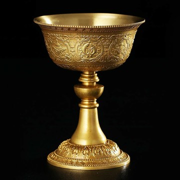 【八吉祥慧寶】酥油燈座 酥油燈 藏式酥油燈 銅酥油燈 家用供燈 黃銅鑄造 液體酥油底座 佛堂供臺 禪意家居擺件